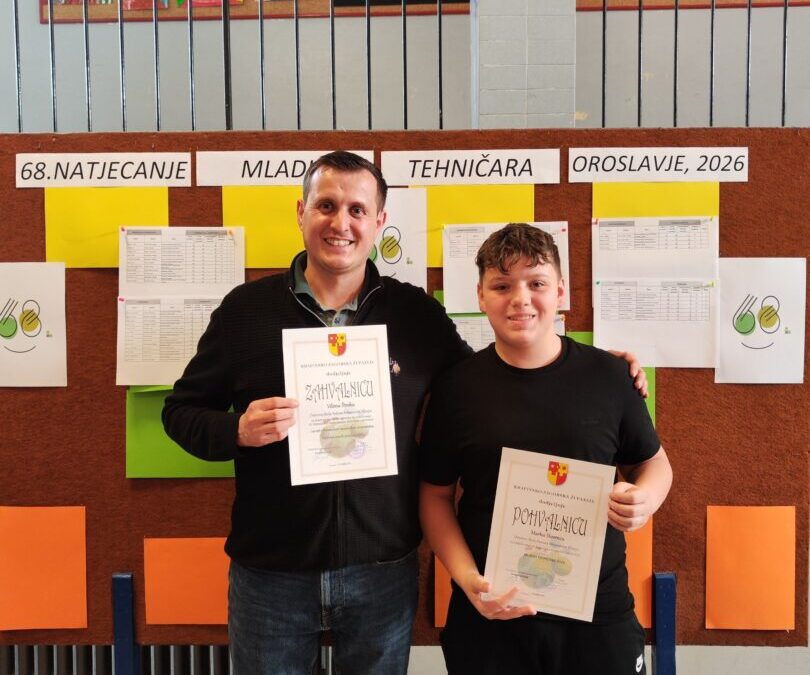 Županijsko natjecanje mladih tehničara – prvo mjesto